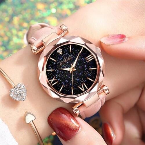 Women Watch Rhinestone Romantic Starry Sky WristWatch Fashion Ladies Leather Watch Clock for Women Relogio Feminino Montre Femme