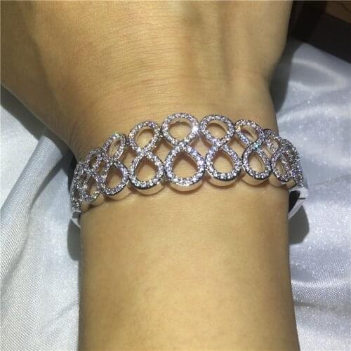 Sexy Eight Cross Bangle 5A cubic zirconia White Gold Filled Engagement Wedding Bangles Bracelets for women Bridal Jewelry B12