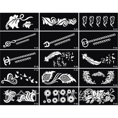 10 sheets Temporary Tattoo Template Arabic Tattoo Painting Stencil Henna Big Size 18.5x9.5cm Multi Patterns for Choose