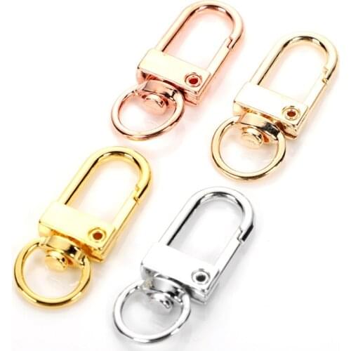 10pcs 12x33mm 4 Colors Golden Plate Rotating Dog Buckle Key Rin For Jewelry Making DIY Hook Buckle Connectors Supplies Handmade