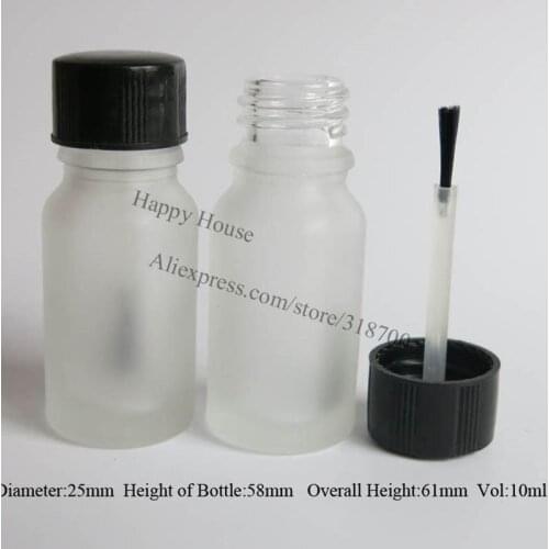 360 x 10ml Frost Glass Bottle,10cc Glass Nail Polish Oil Bottle,1/3OZ Glass Oil Bottle With Brush Cap