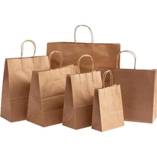 40pcs/Lot Promotion Kraft Paper Bags Size 27*21*11cm Paper Shopping Bags Handbags Wedding
