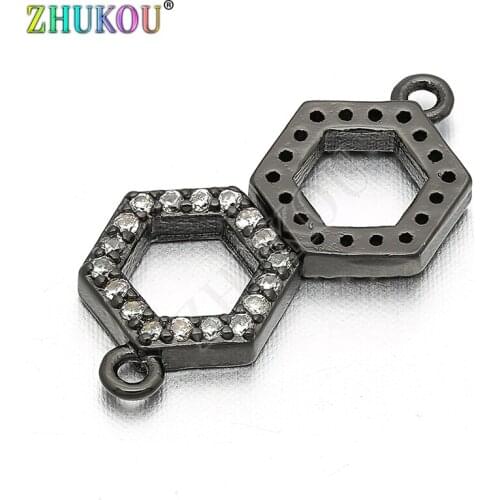 8*10mm Brass Cubic Zirconia Charms Connector for DIY Jewelry Findings, Hole: 0.8mm, Model: VS52