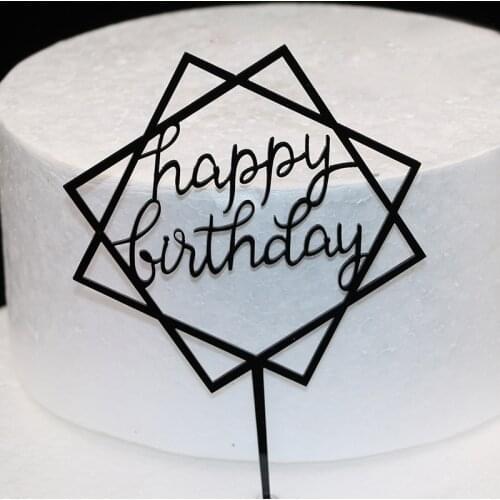 Happy Birthday Acrylic Cake Topper Flag Card Home Party Decoration Supplies JS22