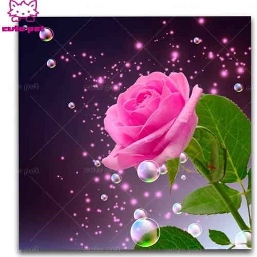 5D diy Full diamond painting Pink roses flower cross stitch kits diamond embroidery mosaic pattern arts and crafts gift Picture