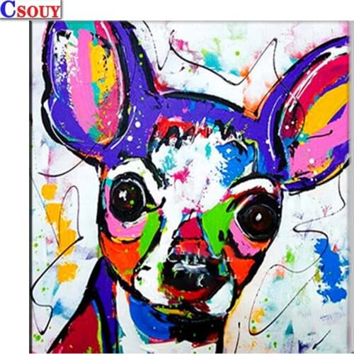 5D Diy Diamond Mosaic Colored Dog Animals Diamond Painting Drawing Full Square Round Drill Diamond Embroidery Cross Stitch Decor