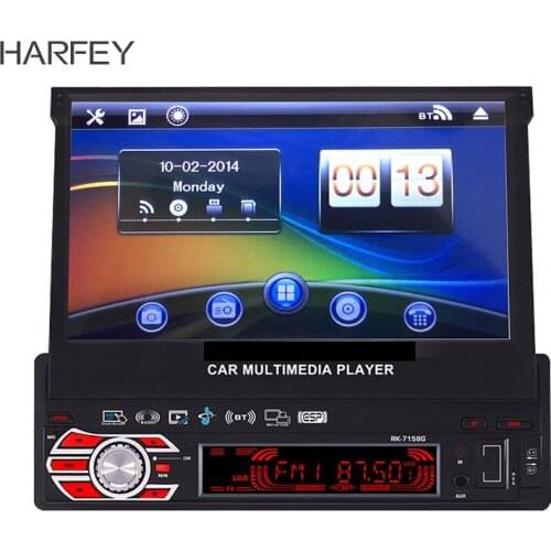 Harfey Clearance 7" 1 Din head unit Auto Touchscreen Universal Car Radio GPS Multimedia Player Support DVD Player MP5 USB SD