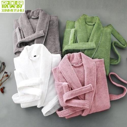 Five-Star Hotel Cotton Bathrobes Winter Towels Thickened Cotton Men And Women Couples Absorbent Beauty Salon Yukata Sleepwear