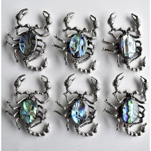 2020 Fashion natural Abalone Shell animal scorpion shape Necklace Pendant Brooch for jewelry making 6pcs/lot wholesale