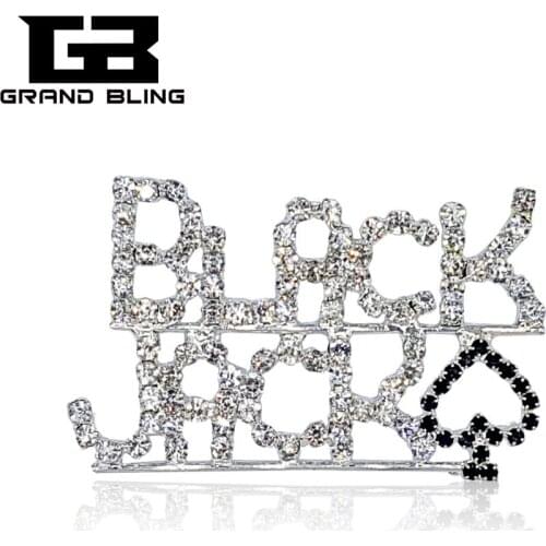 Casino Theme Brooch Pin "BLACK JACK"Rhinestone Jewelry