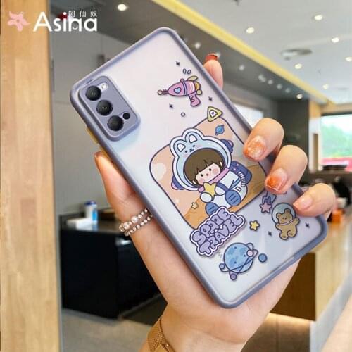 ASINA Fashion Transparent Case For OPPO Reno 2 3 4 5 Pro Cute Cartoon Hard PC Cover Bumper For Realme X7 Find X3 Lite Funda Capa