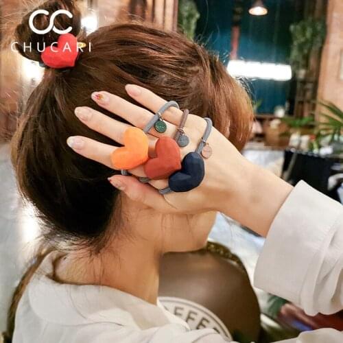 CHUCARI Simple Korean Love Heart Rubber Bands Gum Ponytail Holder Candy Elastic Hair Bands Fashion Hair Accessories Headpiece