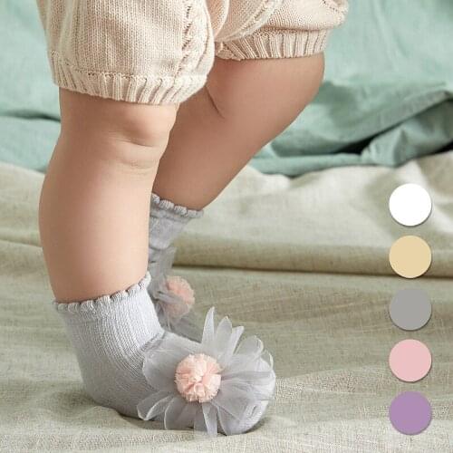 0-3T Newborn Kid Baby Girls Flower Socks Elegant Cute Sweet Cotton Stretch Socks Lovely Princess Baby Accessories Gift