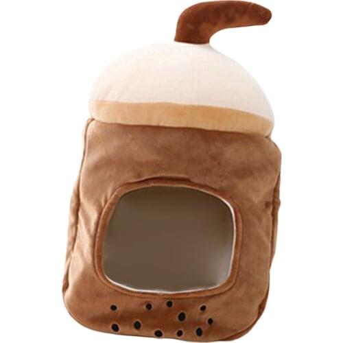 Womens Cute Bubble Tea Earflap Winter Party Hat Novelty Plush