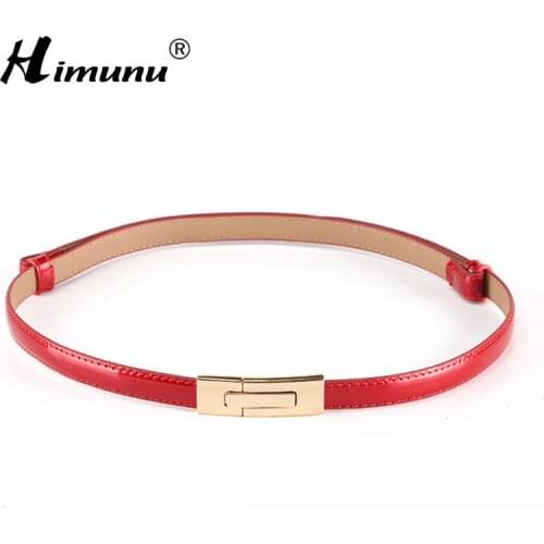 Himunu Fashion brand 100% genuine leather women belt metal Pin buckle Vintage belts for women Color Black White red sapphire