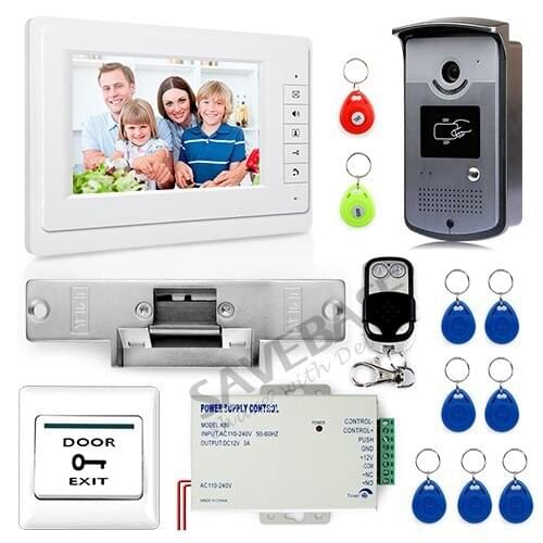 HOMSECUR Wired 7" Video Door Phone Doorbell Entry System Keyfob Unlock + Strike Lock Remote