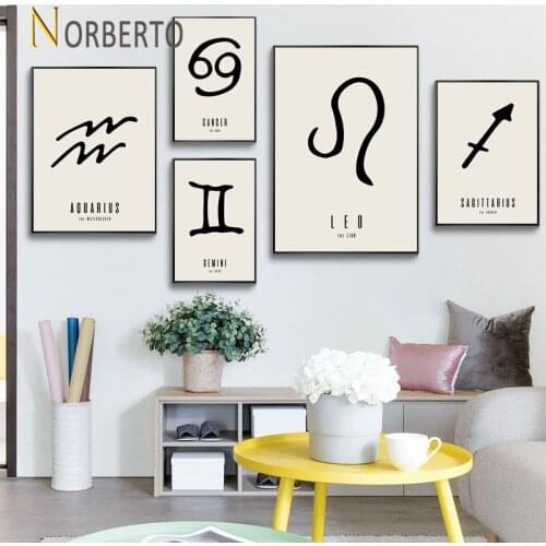 Modern Style Canvas Painting Poster Prints Astrology Sign Twelve Constellations Patterns for Home Rooms Gallery Wall Decoration
