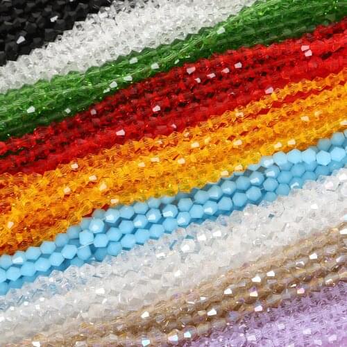 6mm 50Pcs Multicolor Round Glass Crystal Spaced Loose Beads Jewelry Making DIY Handicraft Sewing Clothing Accessories Decoration