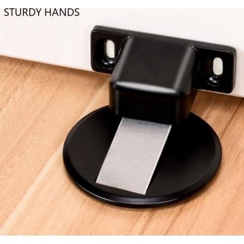 Zinc Alloy Magnetic Door Stopper Non-Punch Wind-Proof Floor Door Stop Bedroom Door Anti-collision Fixator Furniture Hardware