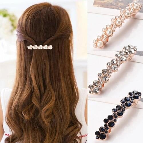 MISANANRYNE New Fashion Women Rhinestone Hair Clip Girls Hair Barrette Stick Hairpin Hair Styling Accessories For Women Girls
