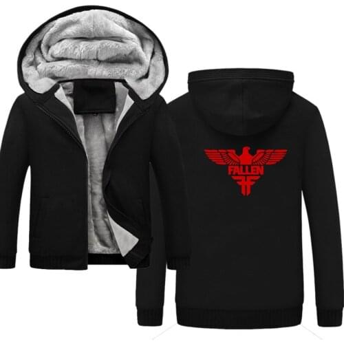 FALLEN Mens Thicken windbreaker Jackets Fleece Sportswear 4XL 5XL Wool Liner Hoody Warm Hoodies Coats Sweatshirts For Men