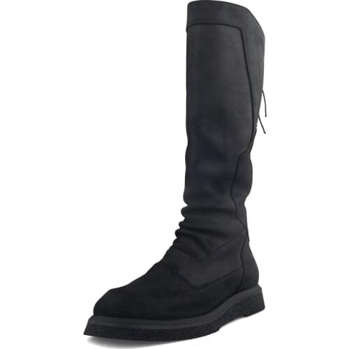 Handmade Customize Men Genuine Leather Knee High Boots Chukka Luxury Trainers Riding Equestria Boots Zip Shoes