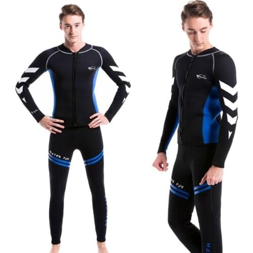 Dive&Sail Mens 3mm Diving Wetsuit Jackets Pants Long Sleeve Diving Suit Scuba Jump Surfing Snorkeling Wetsuits