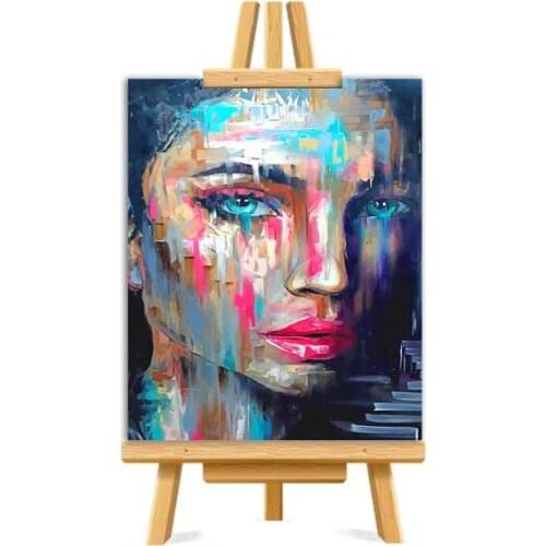 Colorful Woman Blue Eyes Picture DIY Painting By Numbers Colouring Zero Basis HandPainted Oil Painting Unique Gift Home Decor