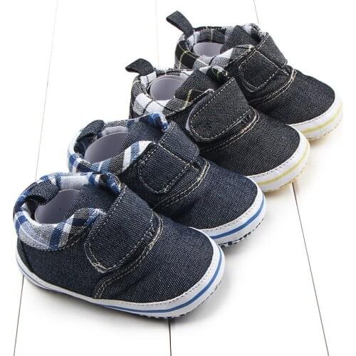 New autumn baby boy shoes plaid high-top velcro baby toddler shoes