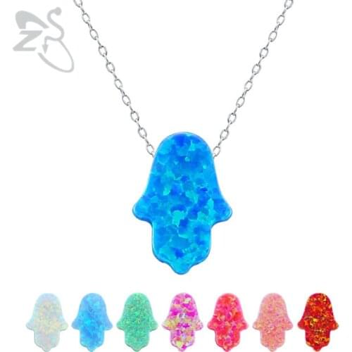 Opal Hamsa Choker Necklace Fatima Hand Pendant Necklace Natural Opal Stone Israel Jewish Jewelry 925 Sterling Silver Jewelry