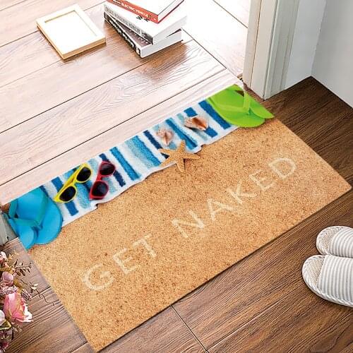 Sandy Beach Get Naked Bath Rugs Doormat Non-Slip Door Mat Carpet Bathroom Accessories Customizable