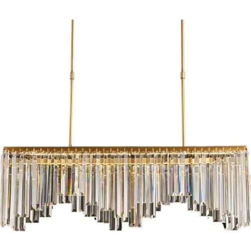 Post-modern Luxurious Crystal Copper Pendant Light Fashion Foyer Dining Room Gold Metal Suspension Lamp 2651