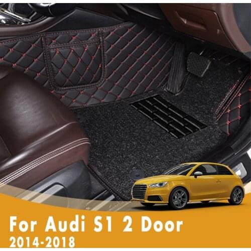 RHD Car Floor Mats For Audi S1 2 Door 2018 2017 2016 2015 2014 Double Layer Wire Loop Custom Foot Pads Styling Carpets Covers