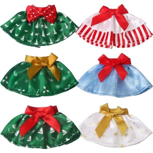 Christmas Elf Doll Fairy Red Clothes Bow Skirt Dress Toys Accessories For Childrens Christmas Gifts Elf(No Doll)m38