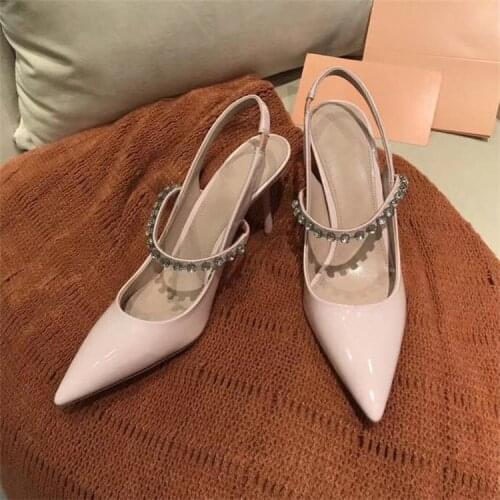 Crystal Sandals Women Summer Pointed Toe Sandalia Feminina High Heels Sandalias Mujer 2020 Party Ladies Shoes Zapatos De Mujer