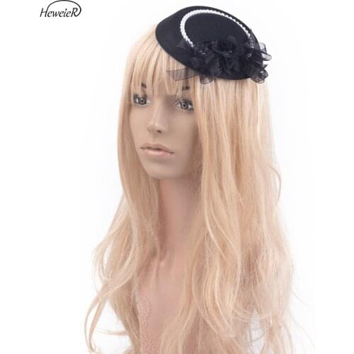 Handmade Pillbox Hat Flower Beads Fascinator Bridal Women Wedding Party Hair Clip Jewelry