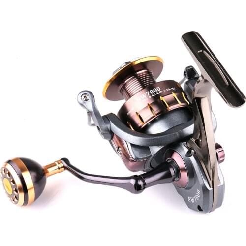 Spinning Fishing Reel SW7000 Max Drag 12.5kg 17+1BB Metal Spool Fishing Reel Saltwater Power Handle 5.0:1/4.7:1 High Speed Reels