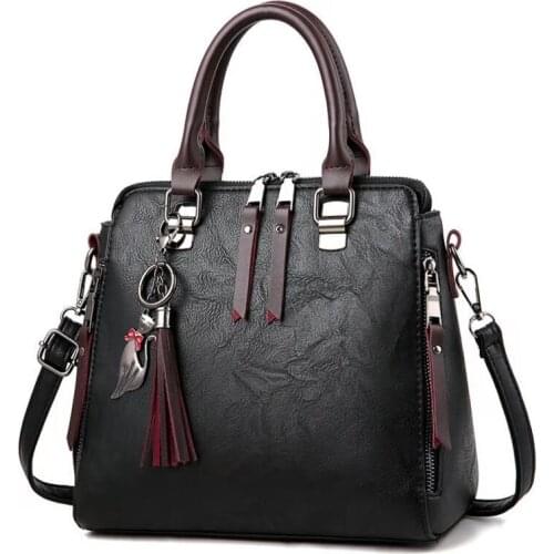 Vintage PU Leather Ladies HandBags Women Messenger Bags TotesTassel Designer Crossbody Shoulder Bag Boston Hand Bags Hot Sale