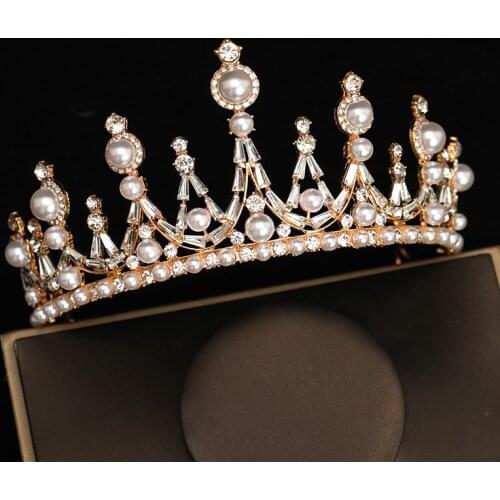 Bridal Crown New Pearl Crown Headband Alloy Rhinestone Hair Accessories Bridal Wedding Headdress Hair Accessories for Girls