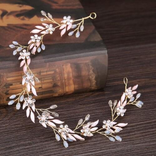 Wedding Hair Accessories Crystal Pearl Hair Belt Wedding Bridal Hair Ornaments Hair Jewelry bride leaf Headdress Headbands