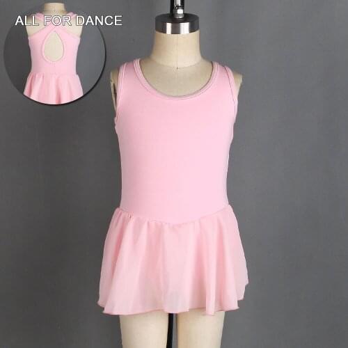 Sleeveless Skirted Leotard with Key Hole Back Cotton Leotard Ballet Dance Leotard Dress Practice Bodywear