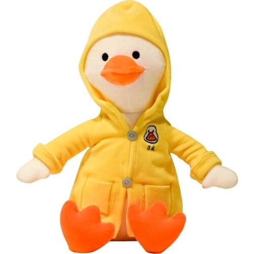 Duck Plush Toy Kawaii Dressed Child Girl Animal Sleeping Pillow Cute PP Cotton Soft Undressing Yellow Pink Short Plush Toy 40Cm