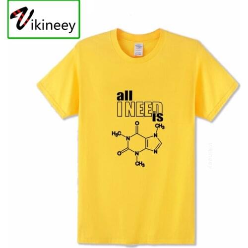 All I need is caffeine nerd design science chemistry formula T shirt men physics biology tshirt Funny biochemistry T-shirt homme
