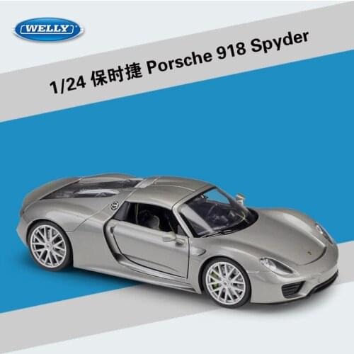 Welly 1:24 Diecast 918 Spyder Concep Open-top Black Grey Sport Cars High Simulation Vehicle Alloy Metal Model Car