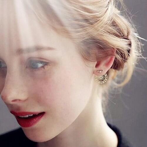 ZHOUYANG Stud Earrings For Women Ferris Wheel Of Happiness Cubic Zirconia Stars Yellow Gold Color Girl Gift Fashion Jewelry E092