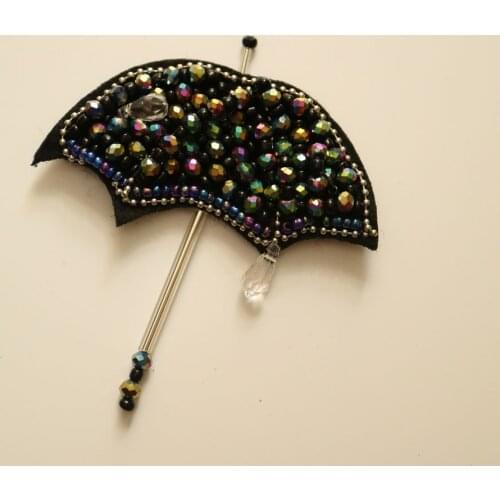 DIY umbrella rhinestone beaded Patches for clothes Sew on sequins patch badge Applique embroidered parches bordados para