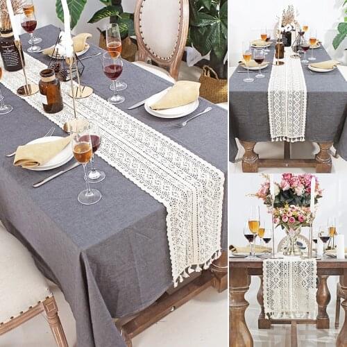 1PC Lace Tassel Table Runner Table Cover Nordic Romance Wedding Decor Hollow Tablecloth 4 Sizes Household Products