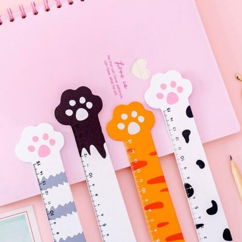 15cm Kawaii Cartoon Creative Cat Claw Wooden Ruler Measuring Straight Ruler Tool Promotional Gift Stationery School Supplies