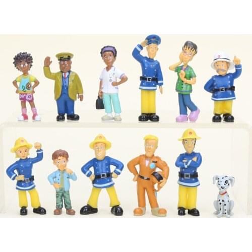 2.5-6cm Cartoon 12pcs/set Fireman Sam toys PVC Action figure Toys Dolls Fireman Sam Toys For Children model Kids