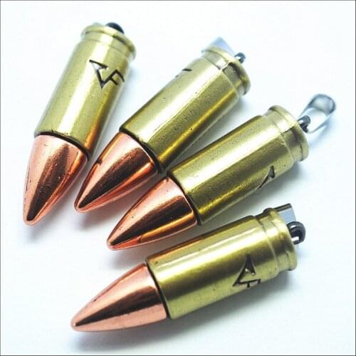 2PCS bronze new mens pendants necklace pendants bullets metal pendants for soldiers military men chocker necklaces